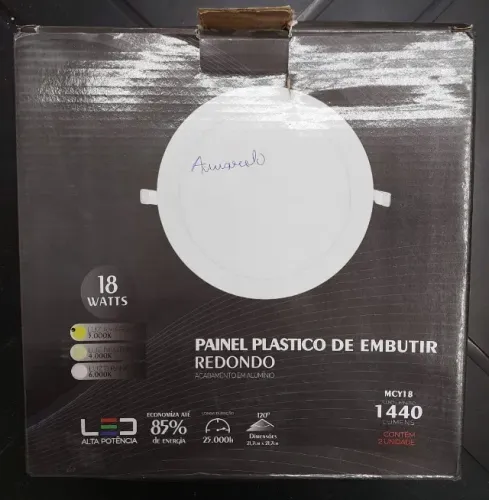 Paflon LED Plástico de Embutir Redondo 18W 3000K (1 Unidade)