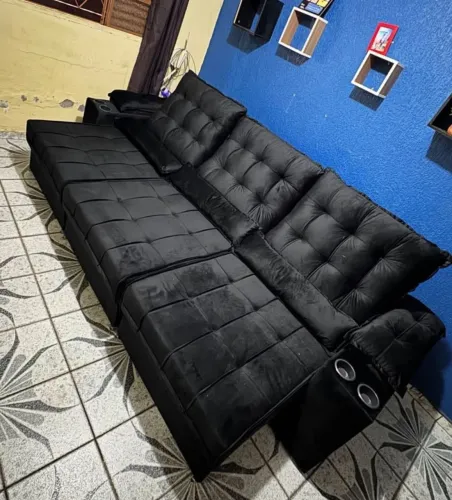 Sofá preto 3 lugares grande 2.90 metros