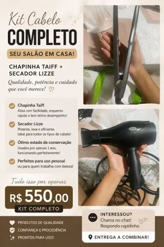 Kit Profissional Taiff + Lizze - Chapinha e Secador por R$ 550