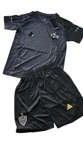 Kit Infantil Atletico Mineiro All Black Especial - Camisa + Shorts - 18 ao 26