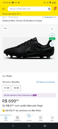 Chuteira Nike tiempo 10 academy.