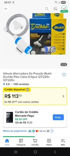 Válvula alternadores de pressão para cx água 