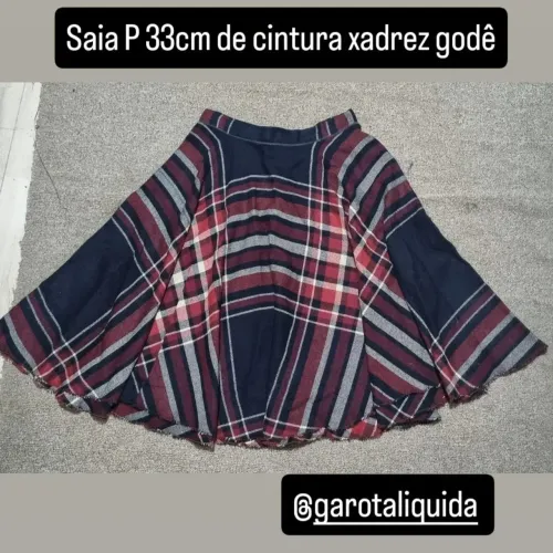 Saia P 33cm de cintura xadrez godê