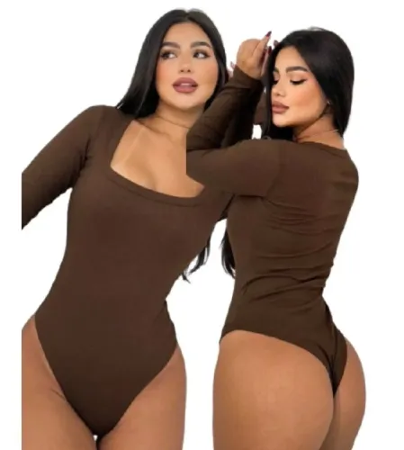 Body Marron Manga longa Tam M Novo