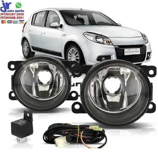 Kit Farol de Milha Renault Sandero 2012 2013 2014 Auxiliar Neblina