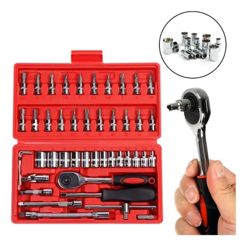 Kit Ferramentas 46 Chaves Catraca Soquetes Bits 1/4