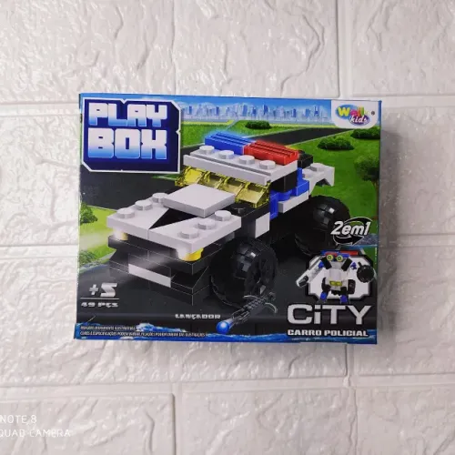 Bloco De Montar Veiculos Policia Wb7711 2em1 49pçs Play Box - Carro Policial