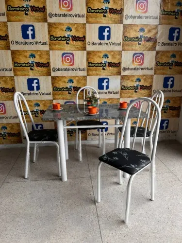 Mesa Para Sala De Jantar Retangular Tampo/Granito branco Sem Encosto - Em Oferta 