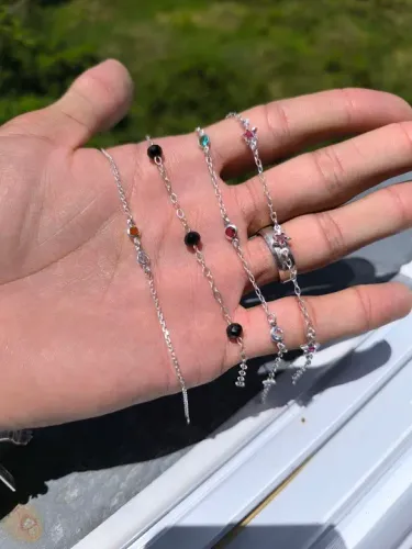 Pulseiras femininas de prata legítima delicadas com pedrarias