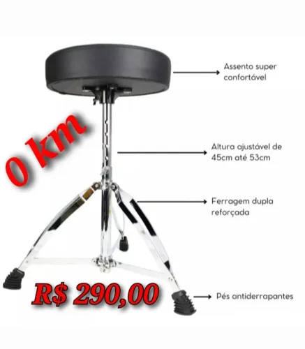 Banco para bateria confortável e ajustável