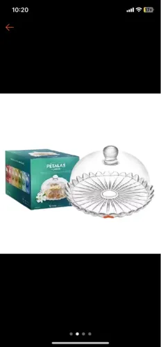 Conjunto Boleira Base e Tampa De Vidro Petala De Jasmin Vitazza