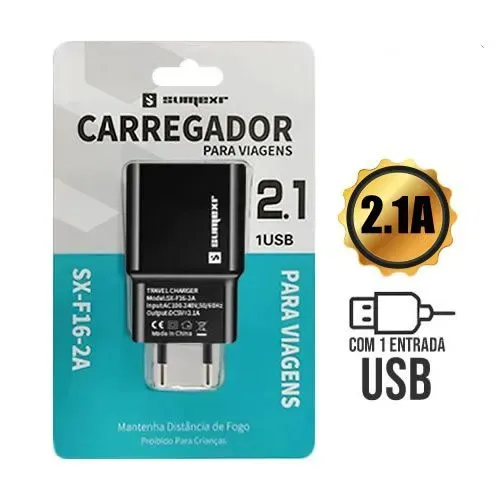 Carregador Sumex Original SX-F16-2A, 5V (Lacrado)