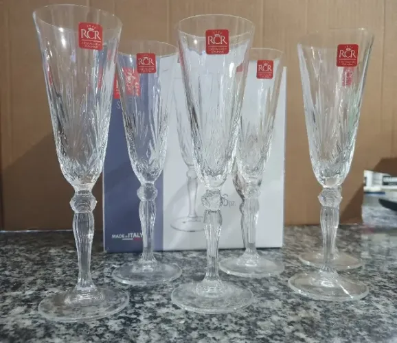 Conjunto de Taças para Campanhe RCR Cristalleria Italiana Melodia - 6 peças