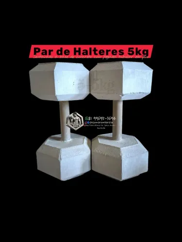 Par de Halteres 5kg Sextavados de Concreto