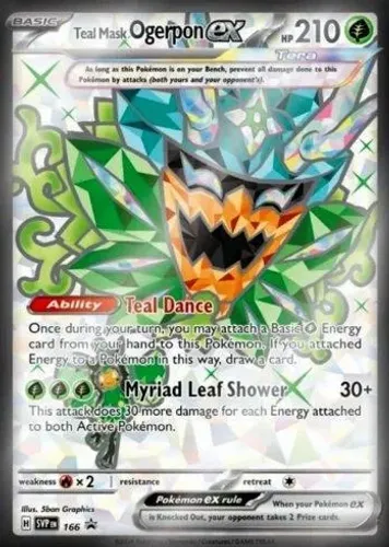 Carta Pokemon Oversize Ogerpon Máscara Turquesa ex (166/?)