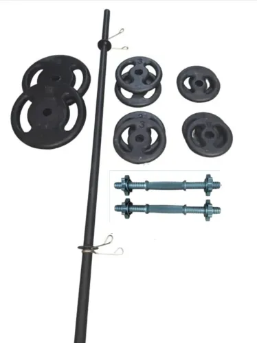 Kit Musculação: Barra Curta, Longa e Anilhas