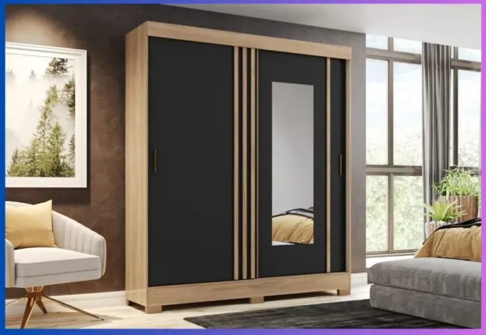 Guarda-Roupa Moderno com Portas de Correr e Espelho