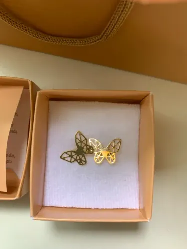 Brincos novo com caixa de Borboleta Dourados