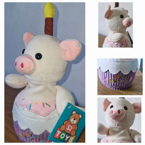 Pelucia porco "Feliz aniversário". novo. S2 Toys / Br Machine