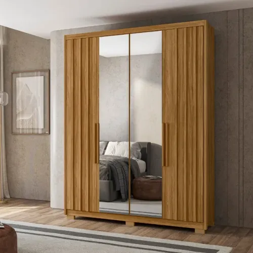 Guarda Roupa Alto e Espaçoso com 4 Portas de Giro E Espelhos Califórnia - Pronta Entrega