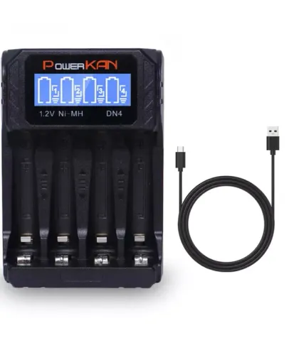 Carregador de pilhas com visor de controle de pilhas