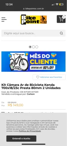 Kit Câmara de Ar de Bicicleta Kenda 700x18/23c - 3 unidades