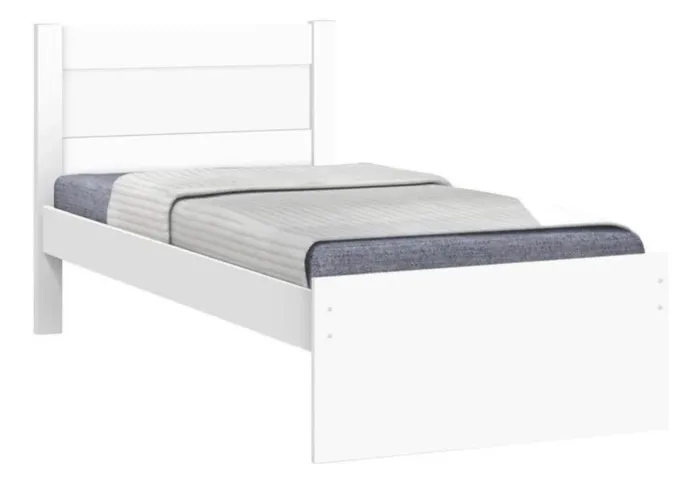 Cama Solteiro Moderna Branca com colchão
