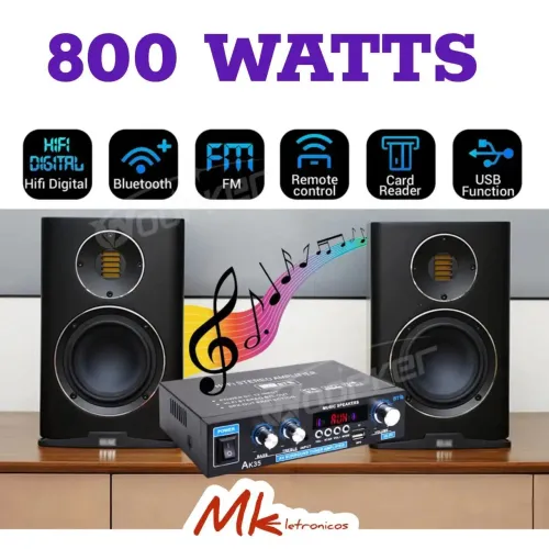 Amplificador AK35 800 Watts - Bluetooth, FM, USB e Cartão
