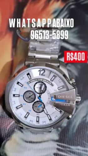 Relógio DIESEL 10 BAR MULTIFUNCIONAL PRATA MOSTRADOR BRANCO