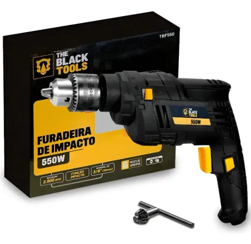 Furadeira De Impacto 3/8 Pol 550w Profissional Cor Preto