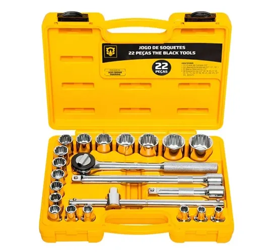 Jogo Kit de Ferramentas Manuais Com 22 Peças Chave Catraca 1/2 8 a 32mm z1429 a