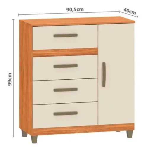 Cômoda uma porta 4 gavetas