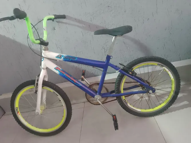 Bicicleta Cross BMX - Azul e Branca - Aro 20