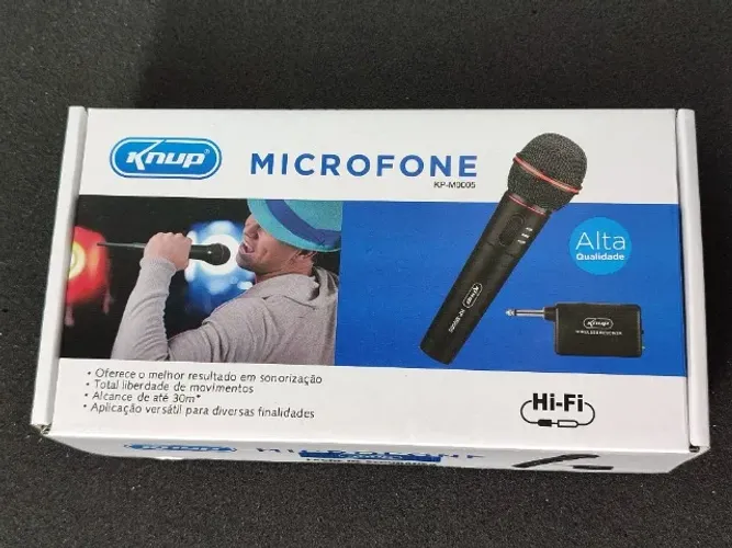 Microfone sem fio semi profissional 30m P10 para karaokê Novo