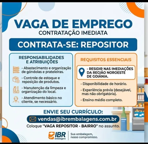 Vaga emprego Repositor Auxiliar de Serviços Gerais 