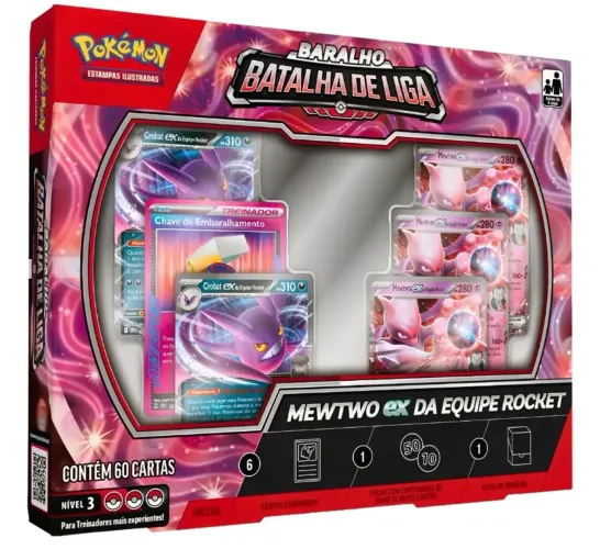 Box Pokemon Baralho Batalha de Liga Mewtwo EX da Equipe Rocket Copag