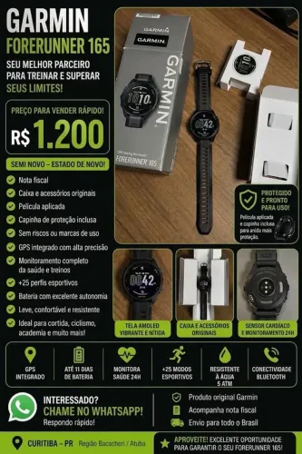 GARMIN FORERUNNER 165 - SEMI NOVO
