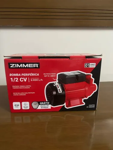 BOMBA D?ÁGUA PERIFÉRICA ZIMMER 1/2 CV + VÁLVULA DE RETENÇÃO GRÁTIS