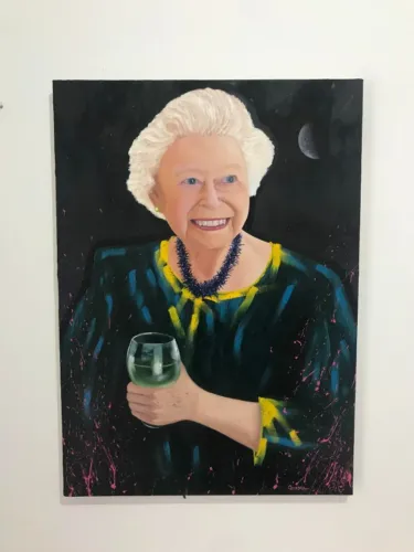 Pintura God Save The Drink 50x70 a óleo