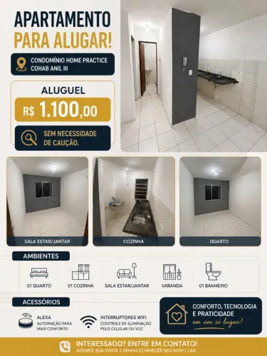 APARTAMENTO PARA ALUGAR - CONDOMÍNIO HOME PRACTICE | COHAB ANIL III