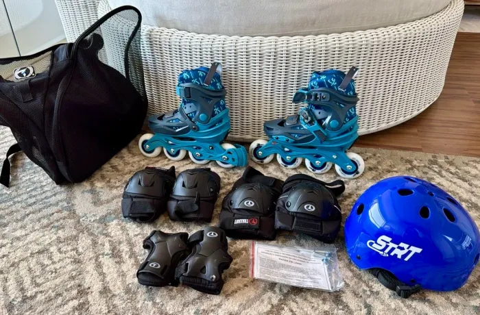 Patins Traxart X-Light LED + Kit Completo Proteção - NOVO