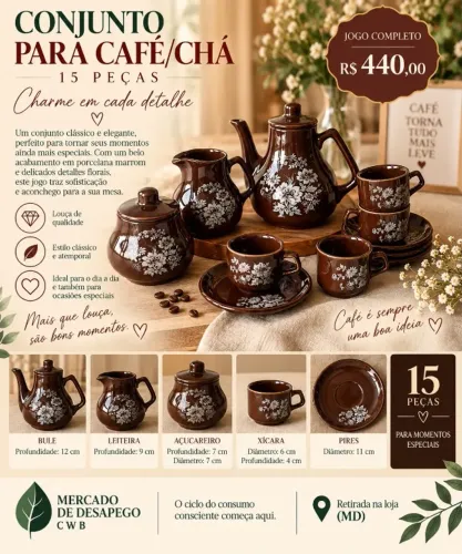 CONJUNTO PARA CAFÉ/CHÁ - 15 PEÇAS