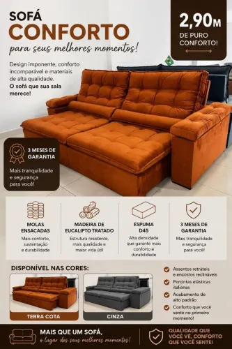 Sofa 2.90m 18x215 no cartao
