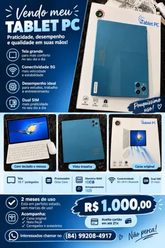Tablet pc 1 terá de memória