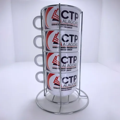 Torre com 4 Xícaras Personalizadas com Logo