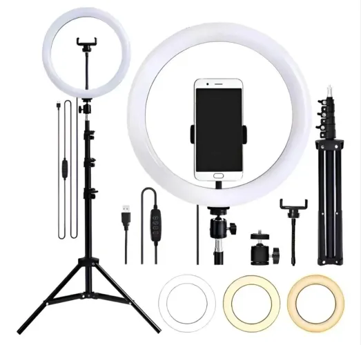 Ring Light LED 10" com Tripé e Suporte para Celular