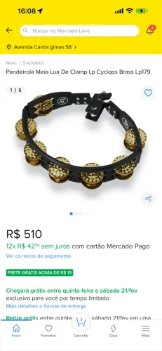 LP179 Cyclops, jingles de latão com espinhas, preto, pandeiro