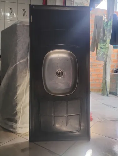Pia de cozinha Ghel Plus 1,20m- 120x54cm preto Granitado