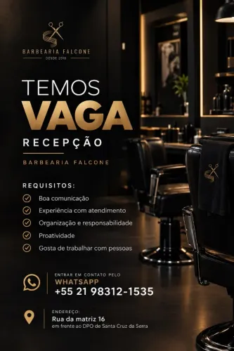 Recepcionista Barbearia Santa cruz da serra, procurasse pessoa dinâmica(o) simpático( a)
