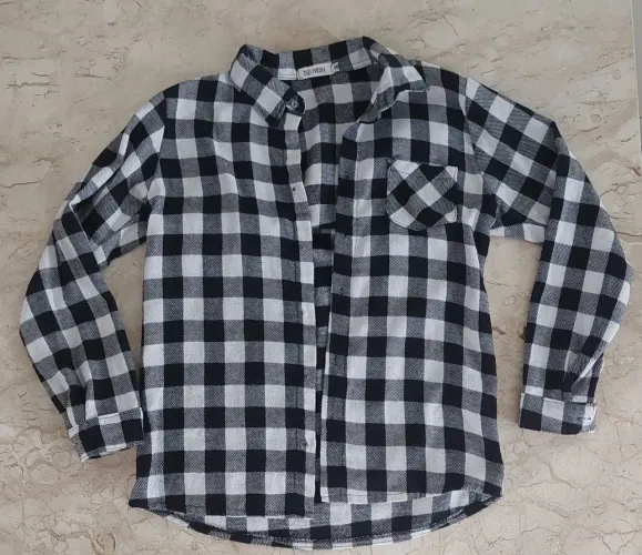 Camisa xadrez preta e branca tamanho 16 - Festa Junina